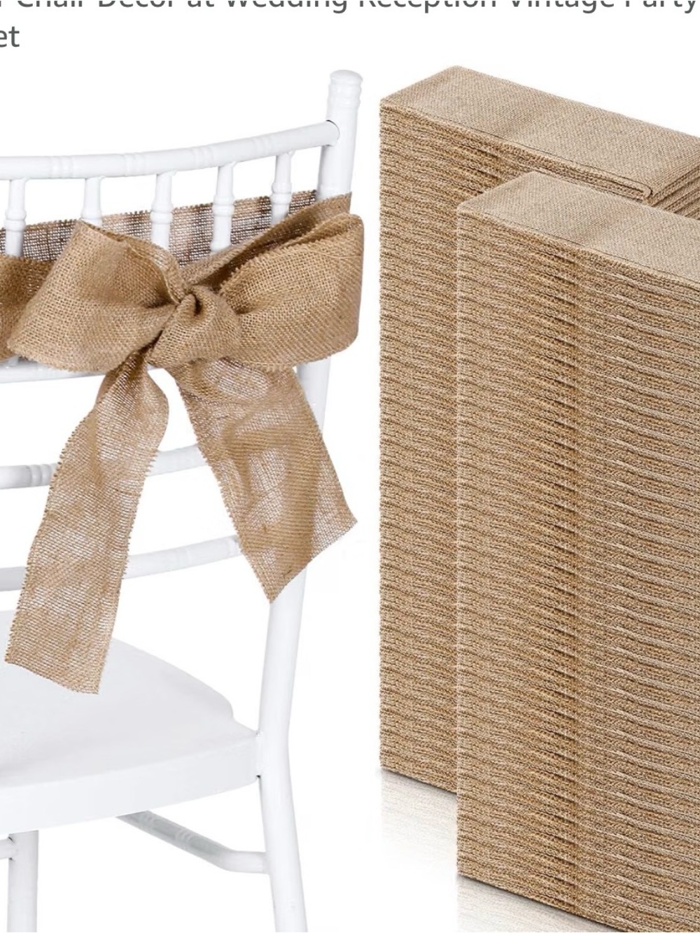 Burlap Chair Sashes - Natural Tan Bow Party Decor